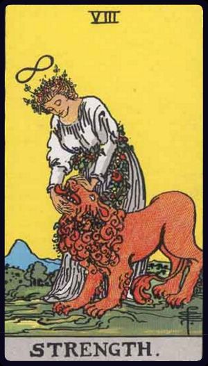 Carta de La Fuerza del Tarot Rider-Waite-Smith